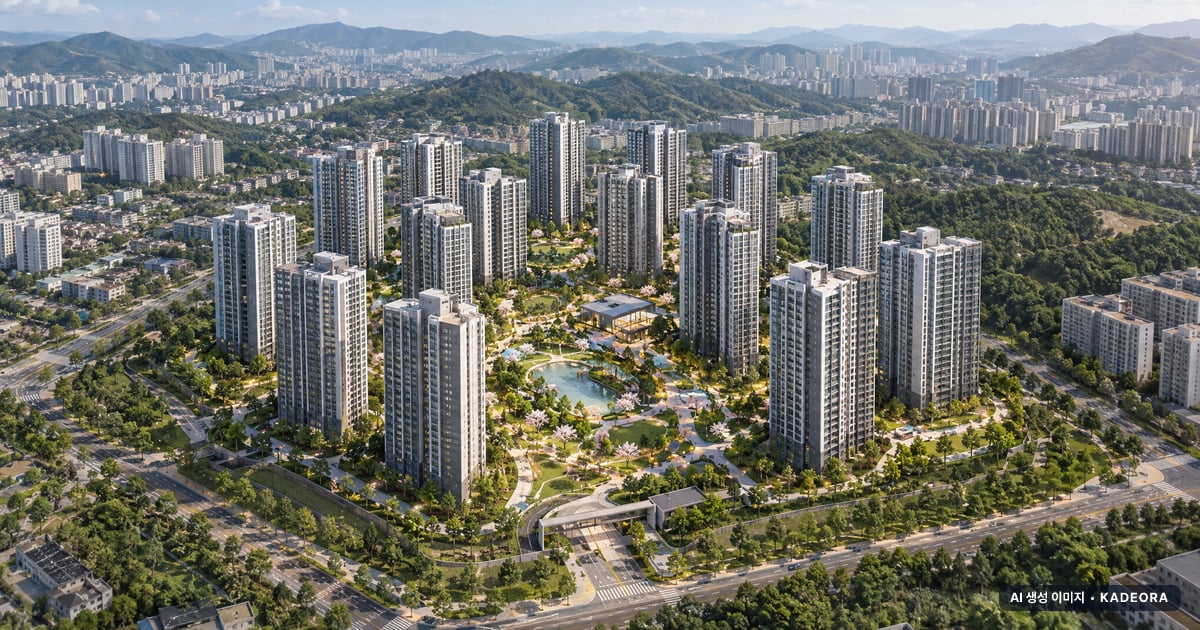 에코델타시티 아테라(24BL) 단지 전경 AI 상상도 — 강서구 강동동 1,025세대