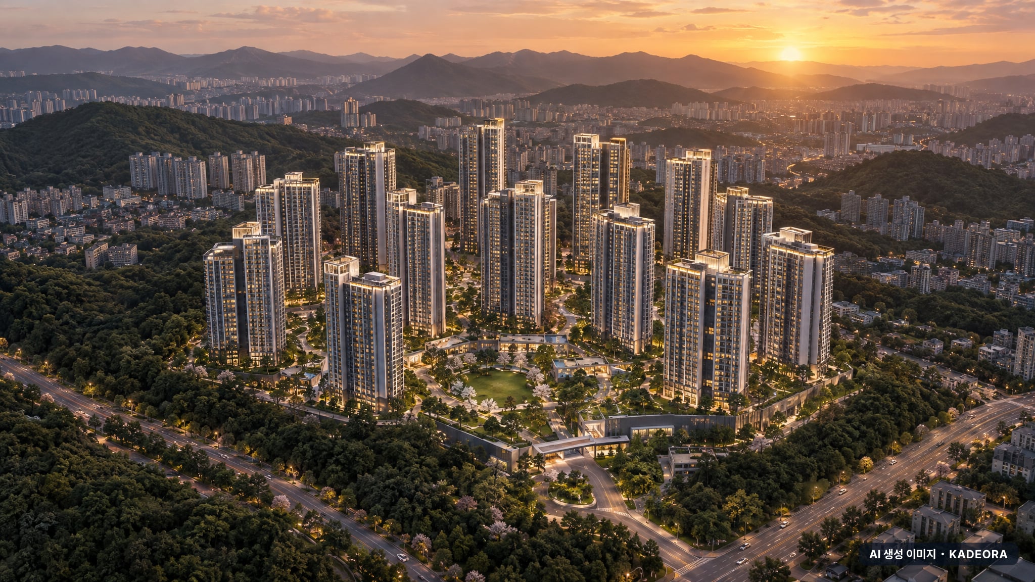 에코델타시티 아테라(24BL) 조감도 AI 상상도(노을 항공) — 부산 강서구 착공 1,025세대