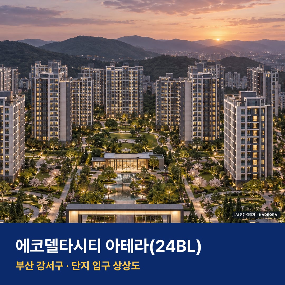 에코델타시티 아테라(24BL) 단지 전경 AI 상상도 — 강서구 강동동 1,025세대