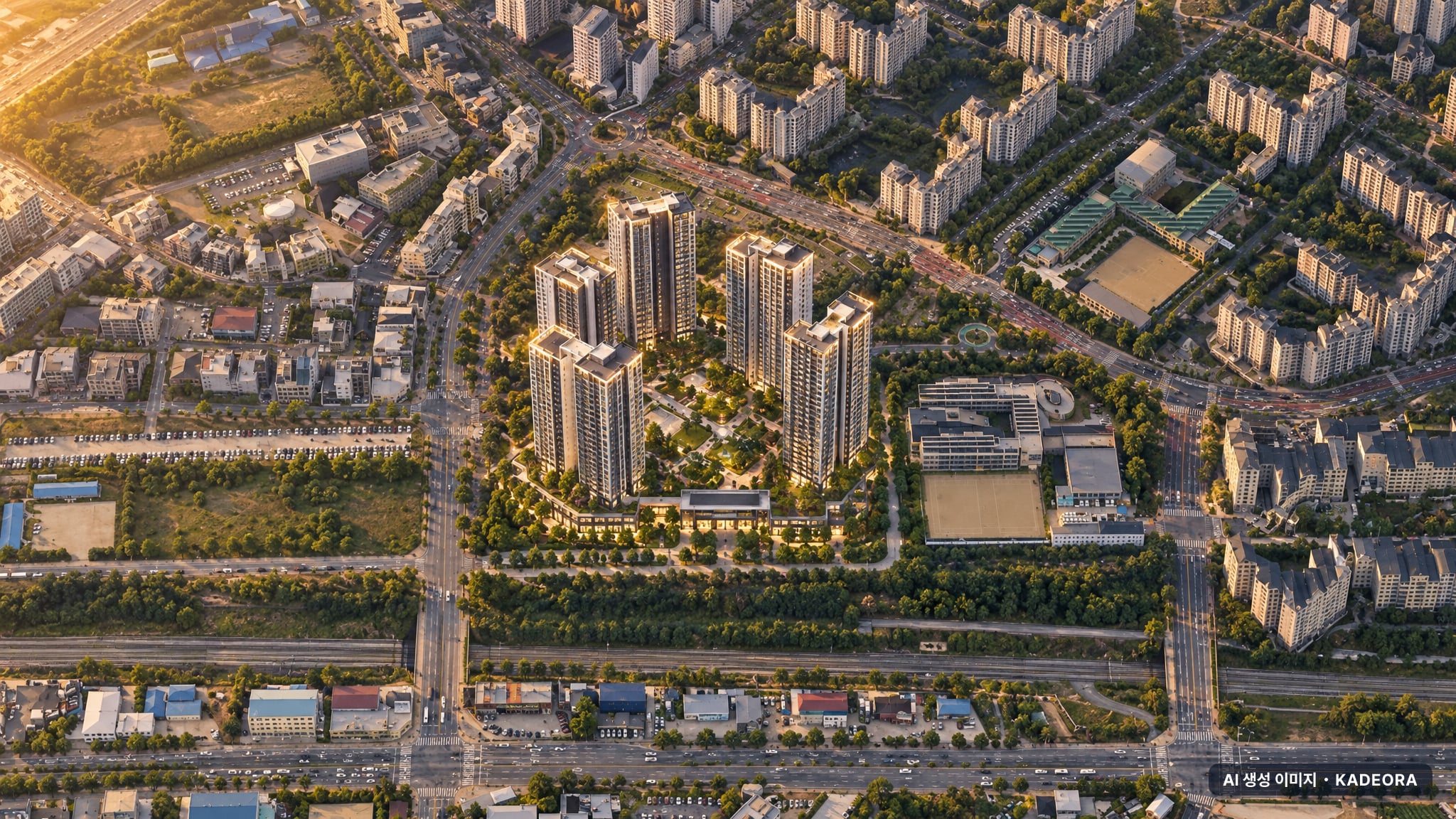 전북 전주 에코시티 더샵 단지 전경 AI 상상도(노을 항공) — 전주시 760세대