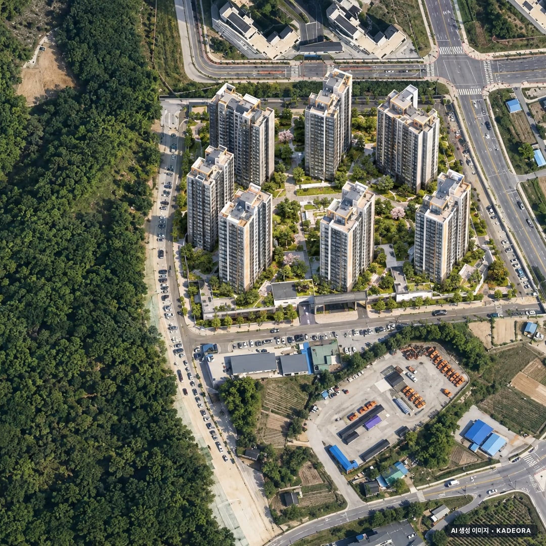 여주역자이 헤리티지 단지 전경 AI 상상도(주간 항공) — 경기 여주시 착공 769세대