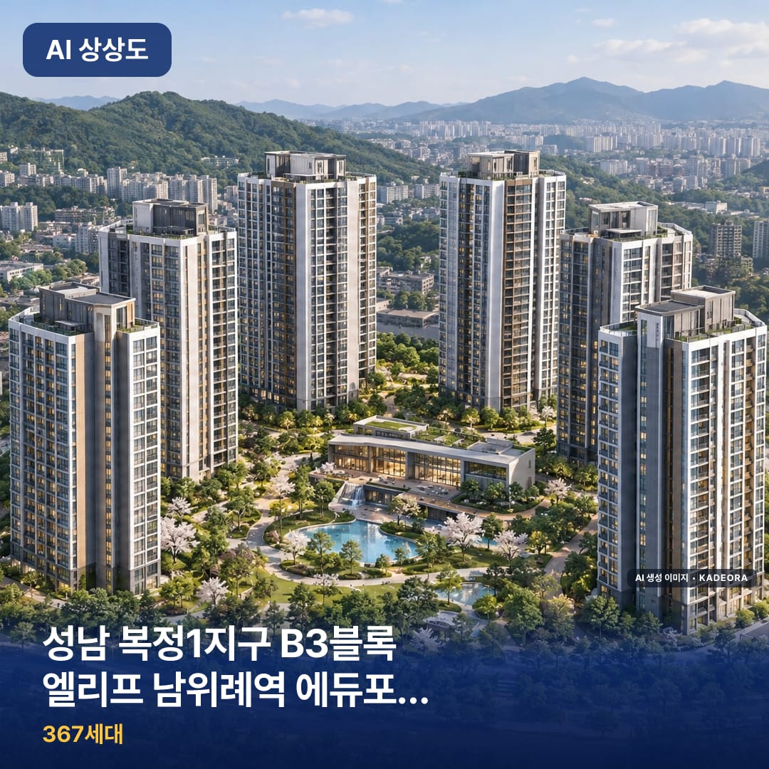 성남 복정1지구 B3블록 엘리프 남위례역 에듀포레(본청약) AI 상상도