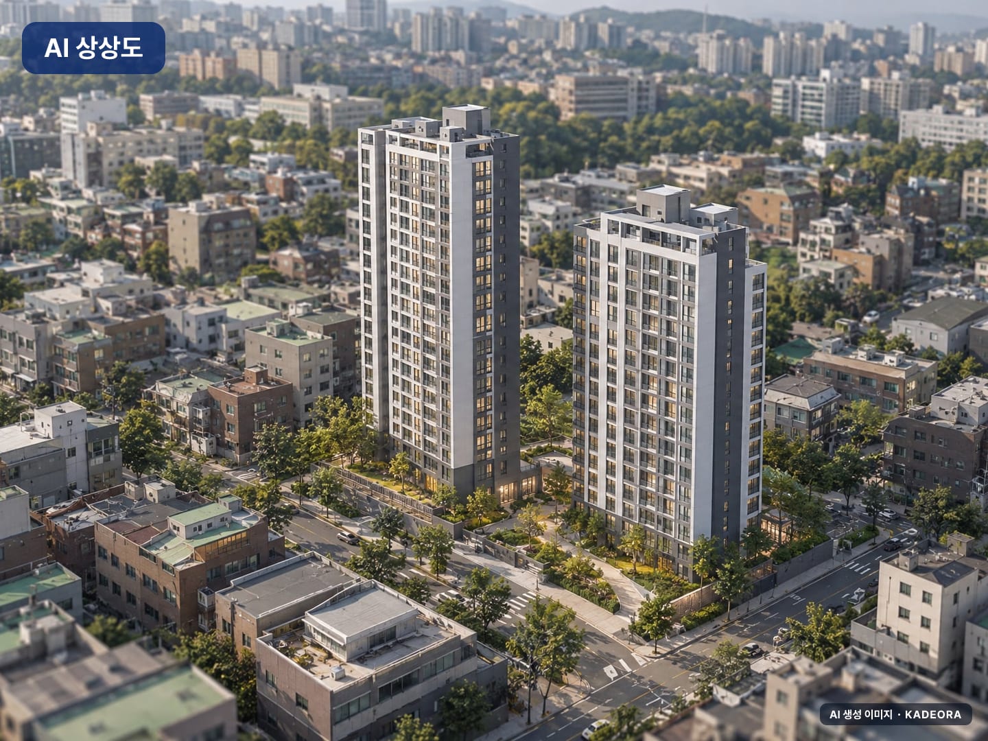 인천 부평4구역 재개발 단지 전경 AI 상상도(주간 항공) — 부평구 177세대