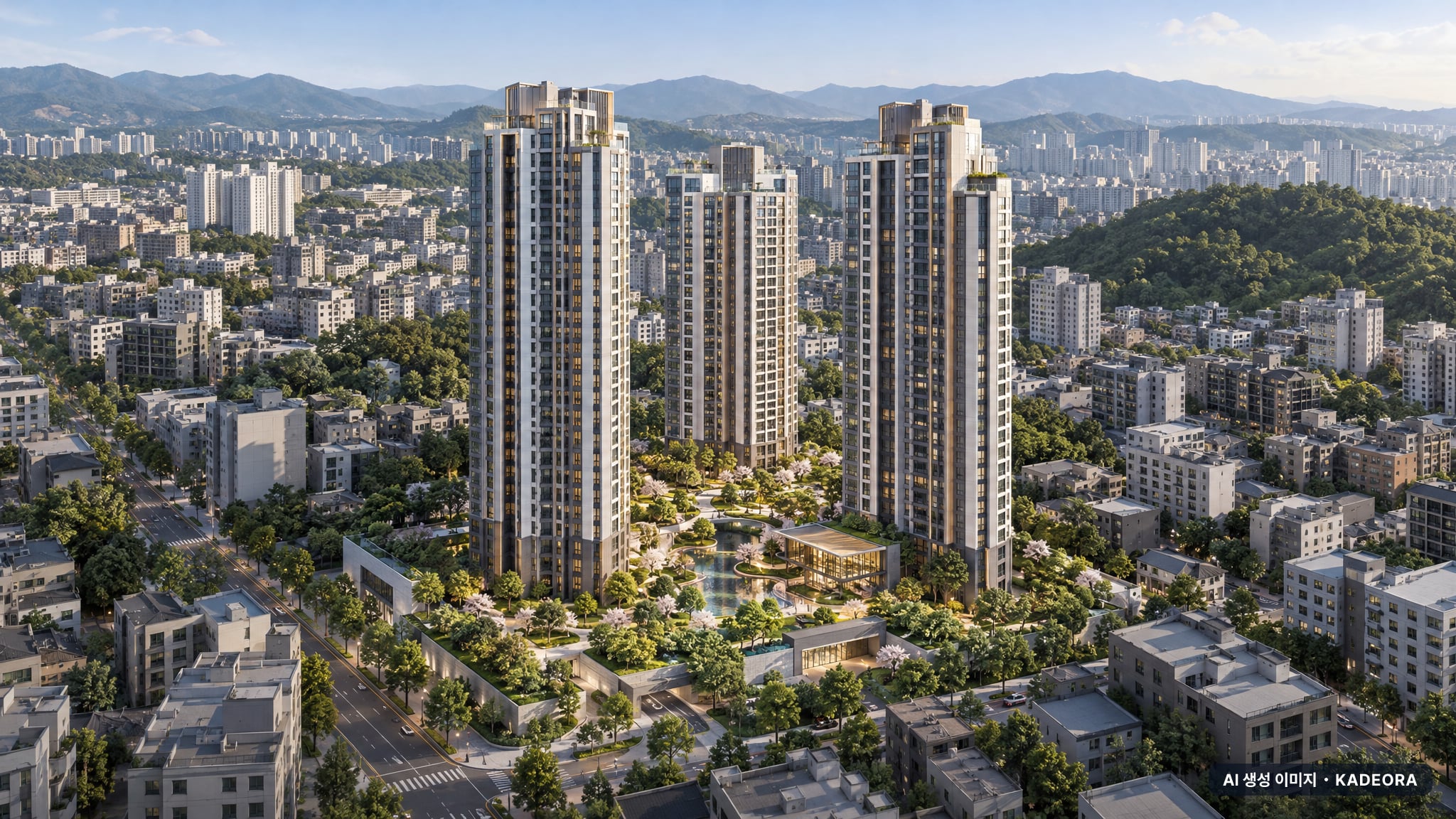 부산 남구 대연 가로주택정비 조감도 AI 상상도(주간 항공) — 부산 남구 사업시행인가 229세대