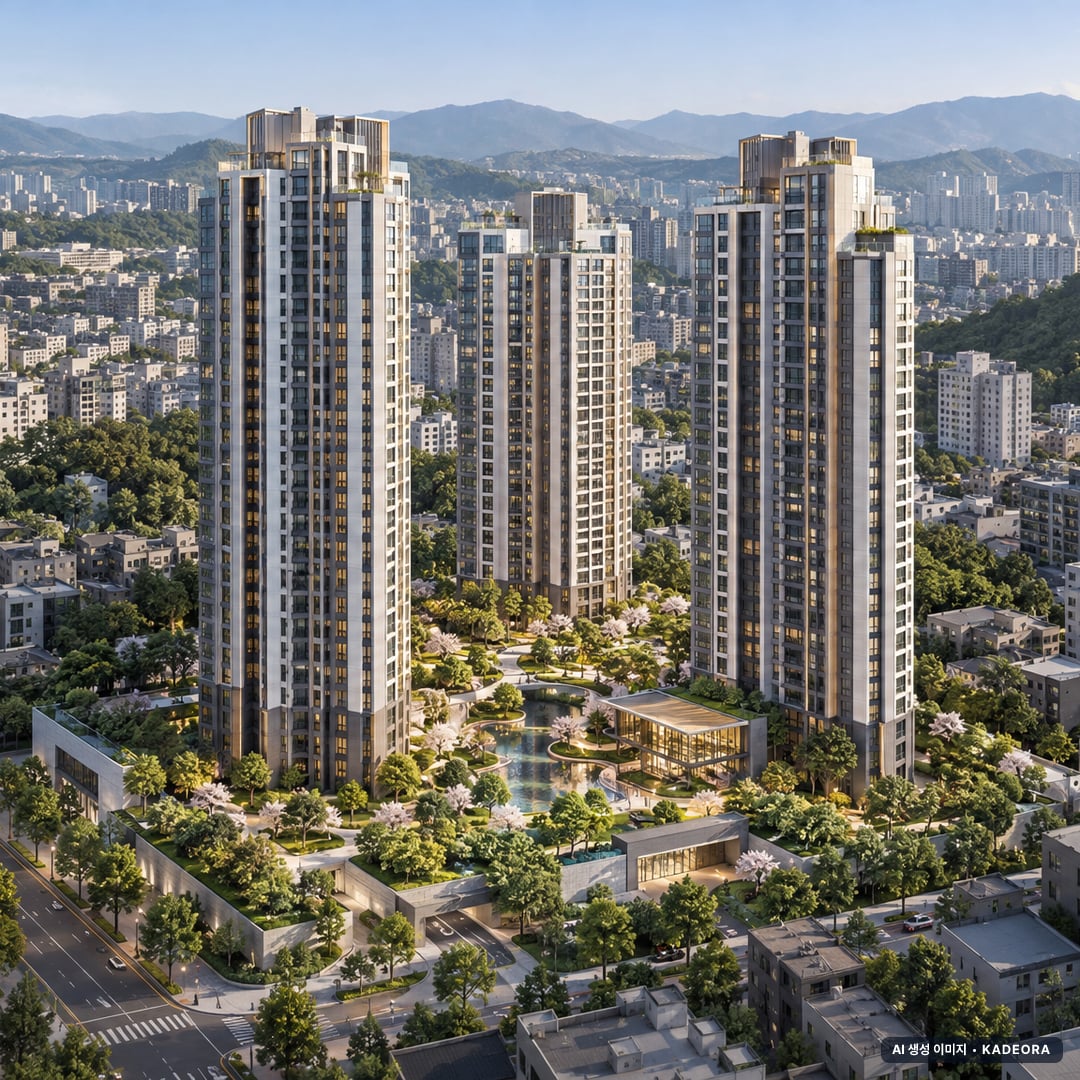 부산 남구 대연 가로주택정비 조감도 AI 상상도(주간 항공) — 부산 남구 사업시행인가 229세대