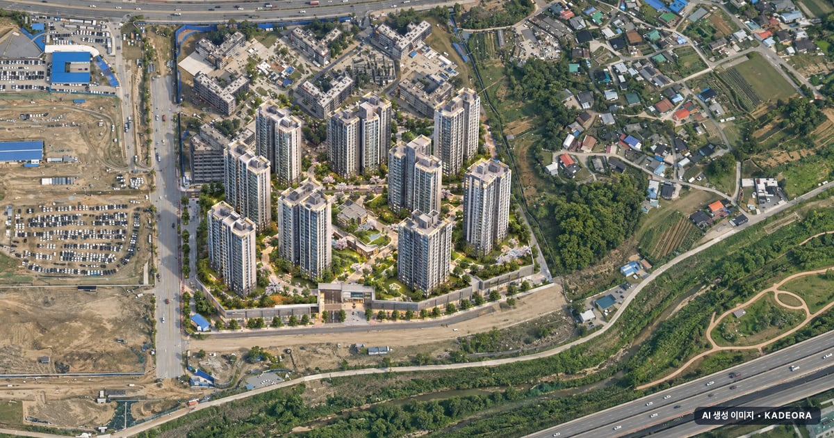 더샵 탕정인피니티시티 단지 전경 AI 상상도 — 아산시 1,140세대