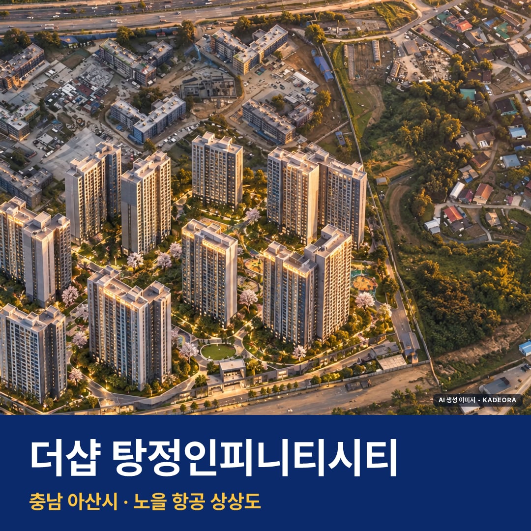 더샵 탕정인피니티시티 단지 전경 AI 상상도 — 아산시 1,140세대