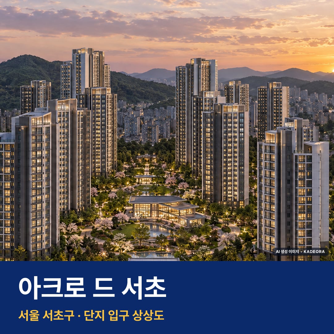 아크로 드 서초 위치 주변 경관 · AI 생성 상상도 · 실제와 다를 수 있음