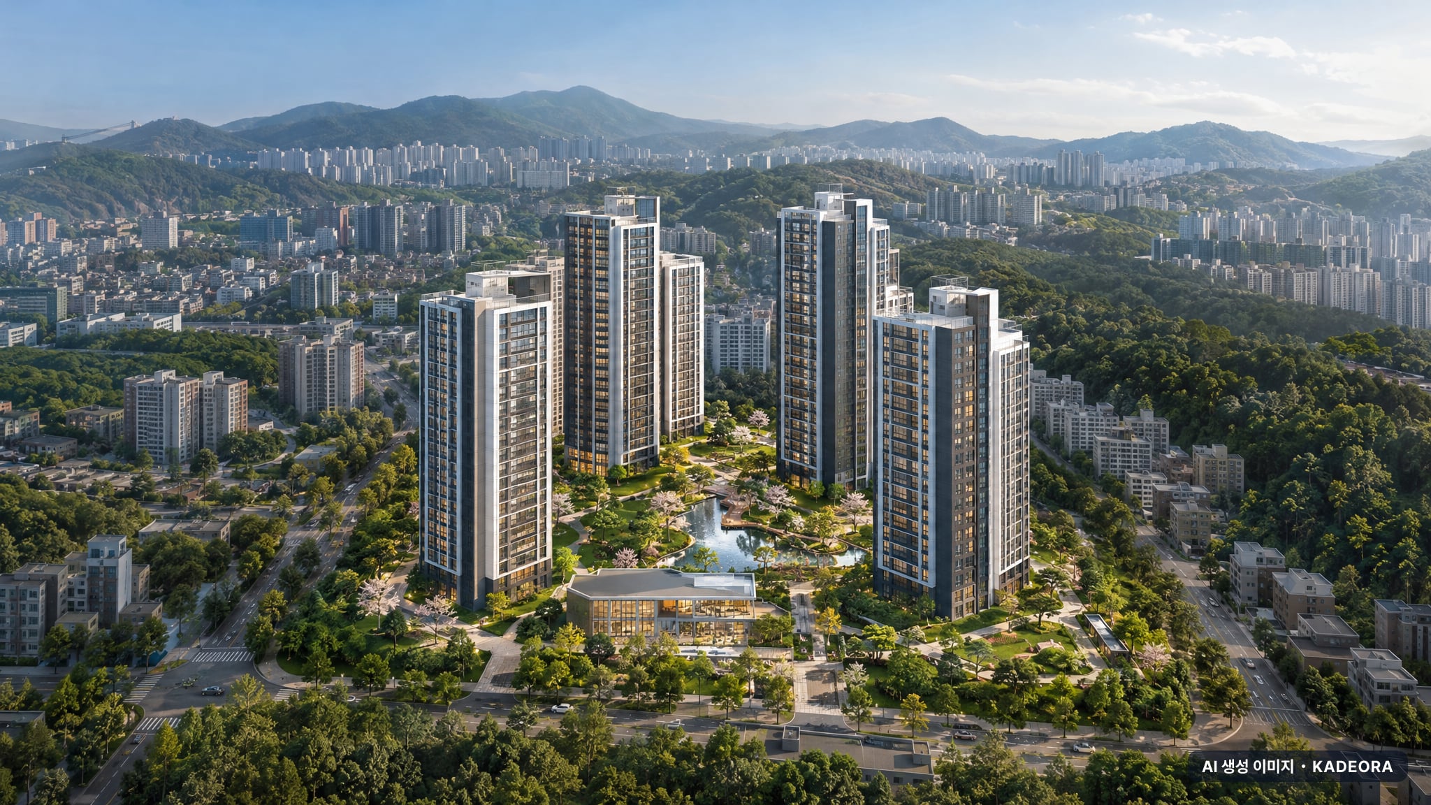 문산역3차 동문 디 이스트 센트럴 단지 전경 AI 상상도(주간 항공) — 경기 파주시 착공 748세대