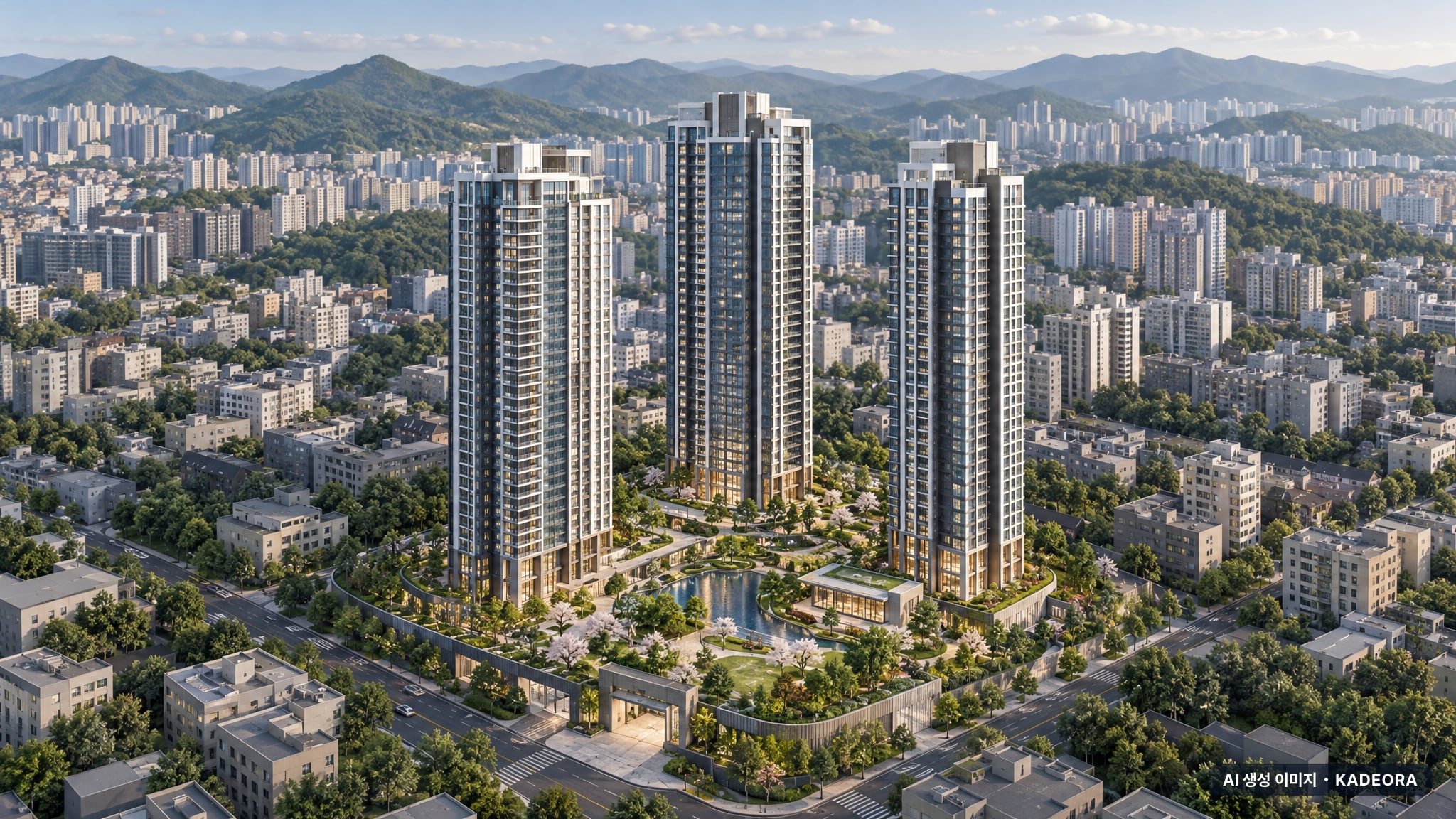 부산 수영구 동광세화맨션 소규모재건축 조감도 AI 상상도(주간 항공) — 부산 금정구 조합설립 125세대