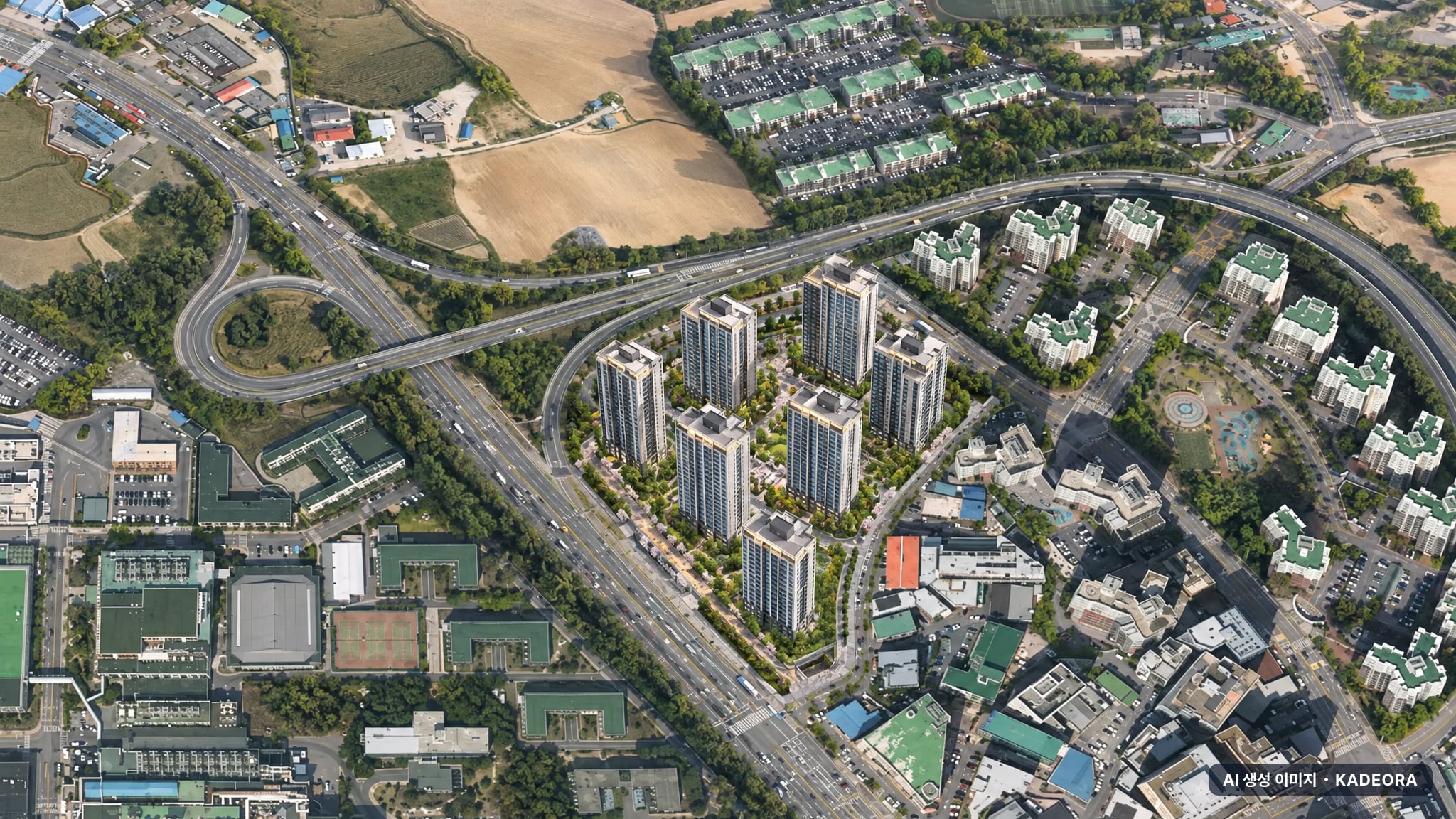 이천 부발역 에피트 단지 전경 AI 상상도(주간 항공) — 경기 이천시 착공 671세대