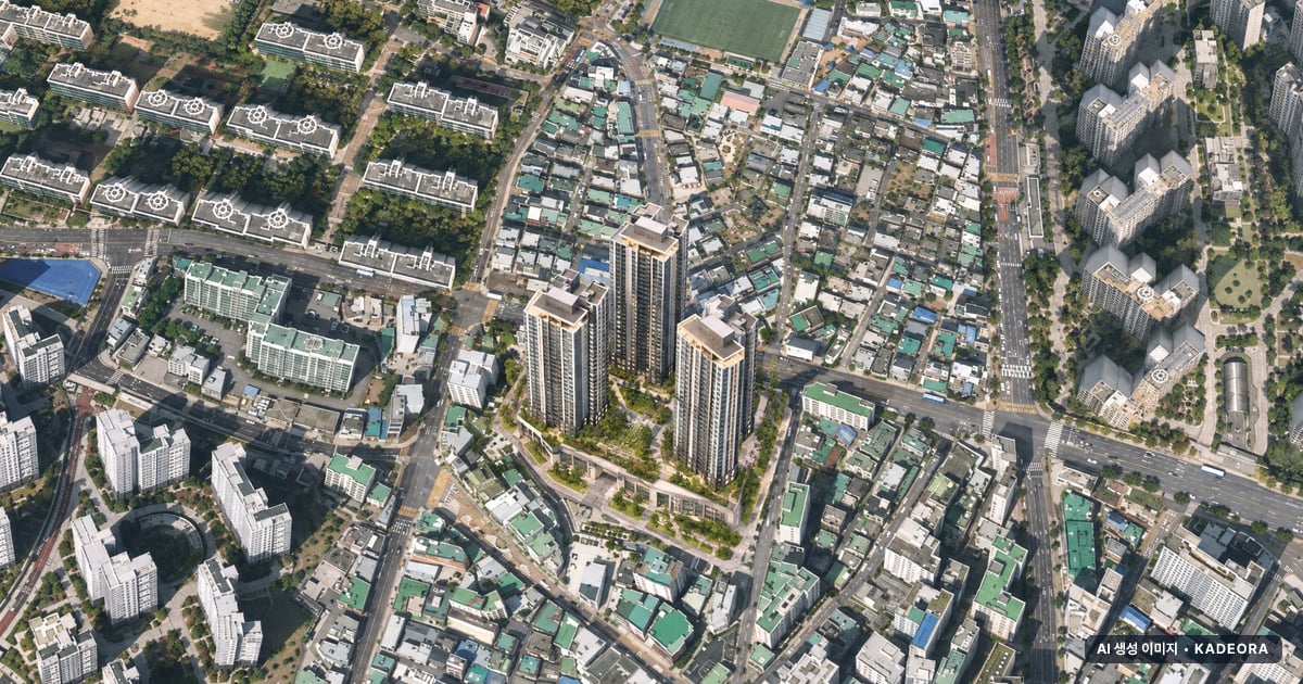 금정산 하늘채 루미엘 재개발 금정산 하늘채 루미엘 단지 전경 AI 상상도 — 장전동 장전동 213세대