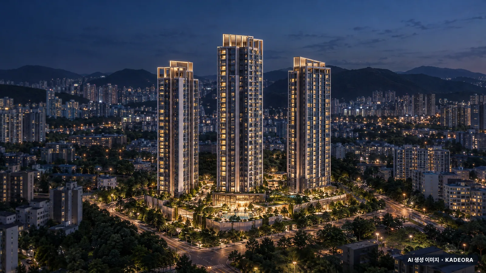금정산 하늘채 루미엘 단지 전경 AI 상상도 — 금정구 장전동 213세대
