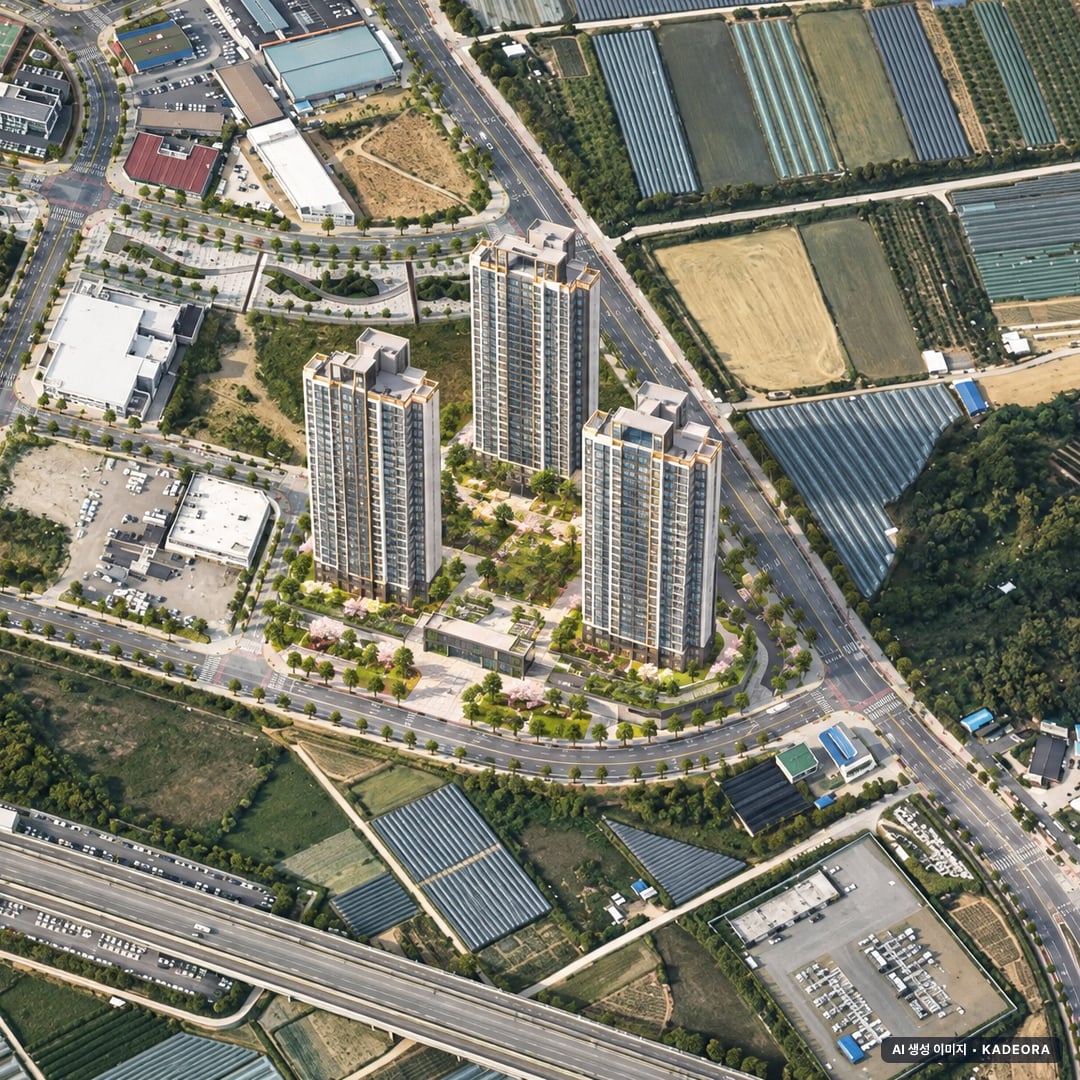 김천혁신도시 동일하이빌 파크레인 단지 전경 AI 상상도(주간 항공) — 경북 김천시 착공 349세대