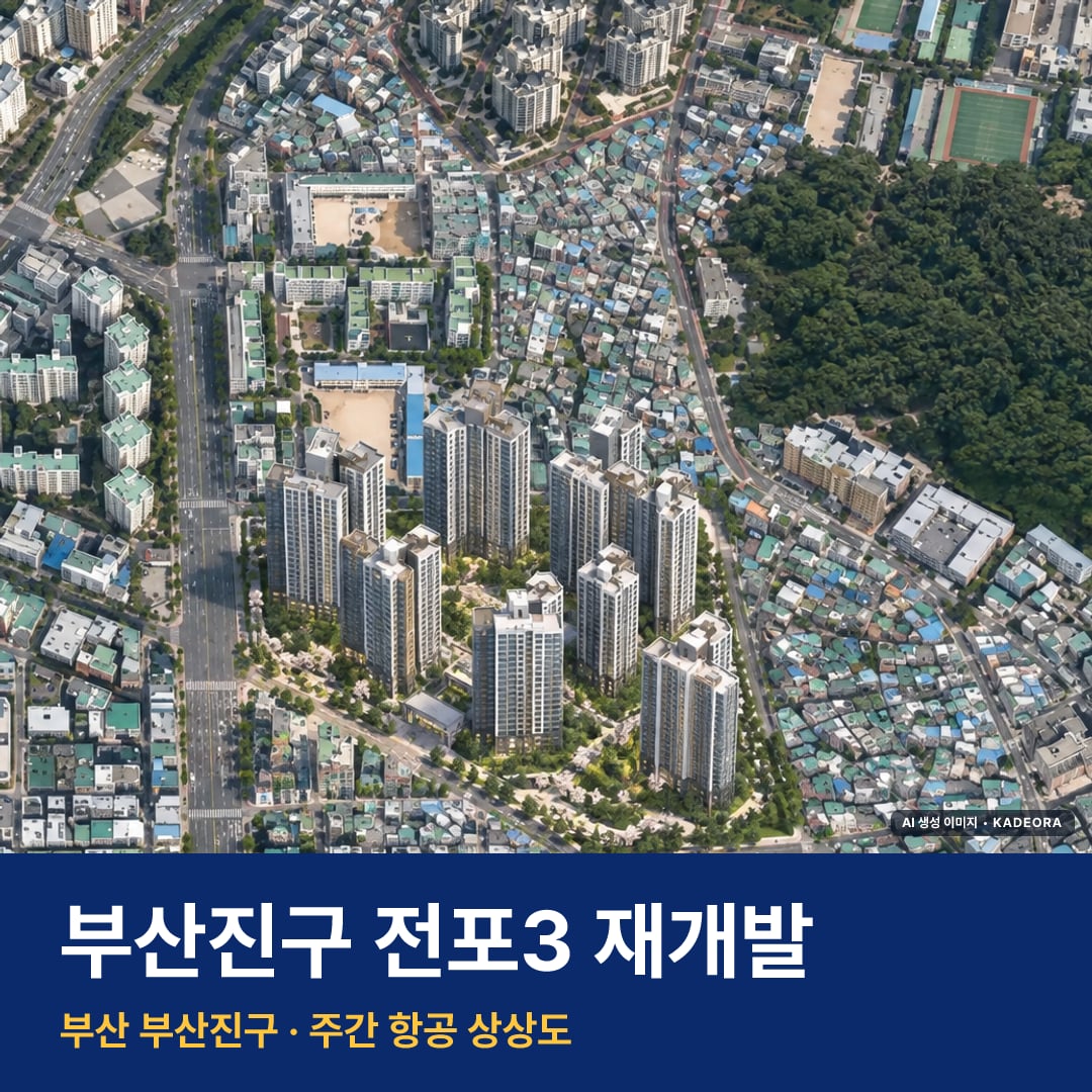 전포3 재개발 단지 전경 · AI 생성 상상도 · 실제와 다를 수 있음