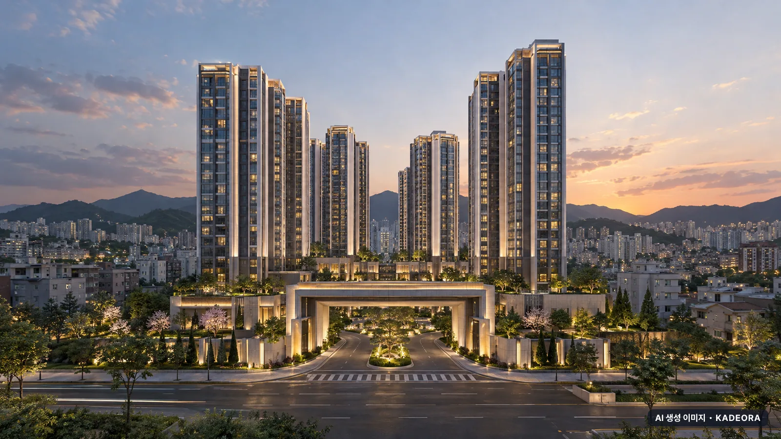 부산 북구 만덕2 재개발 총 786세대 기준 AI 상상도(단지 입구) — 실제와 다를 수 있음