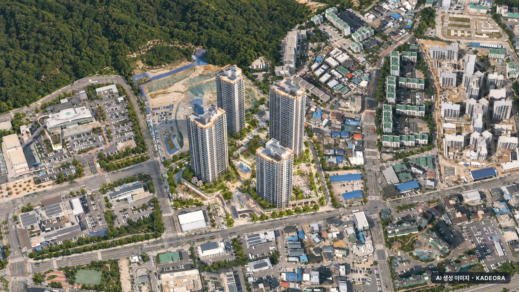 의정부 롯데캐슬 나리벡시티 단지 전경 AI 상상도(주간 항공) — 경기 의정부시 착공 671세대