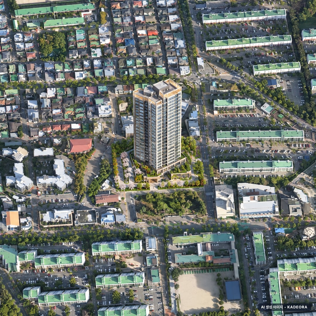 봉선동 르오네뜨 2차 단지 전경 AI 상상도(주간 항공) — 광주 남구 착공 56세대
