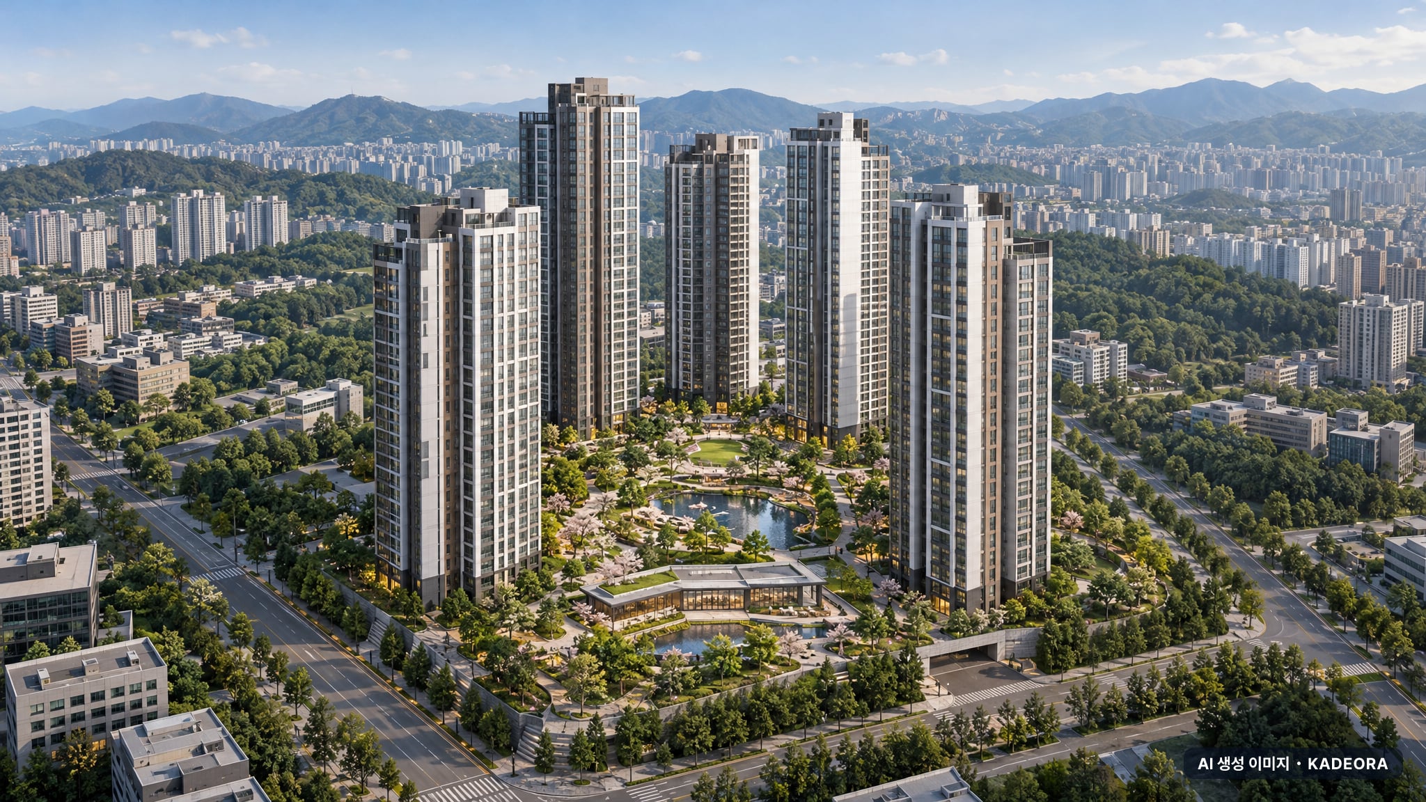 아크메르 동탄 95 단지 전경 AI 상상도(주간 항공) — 화성특례시