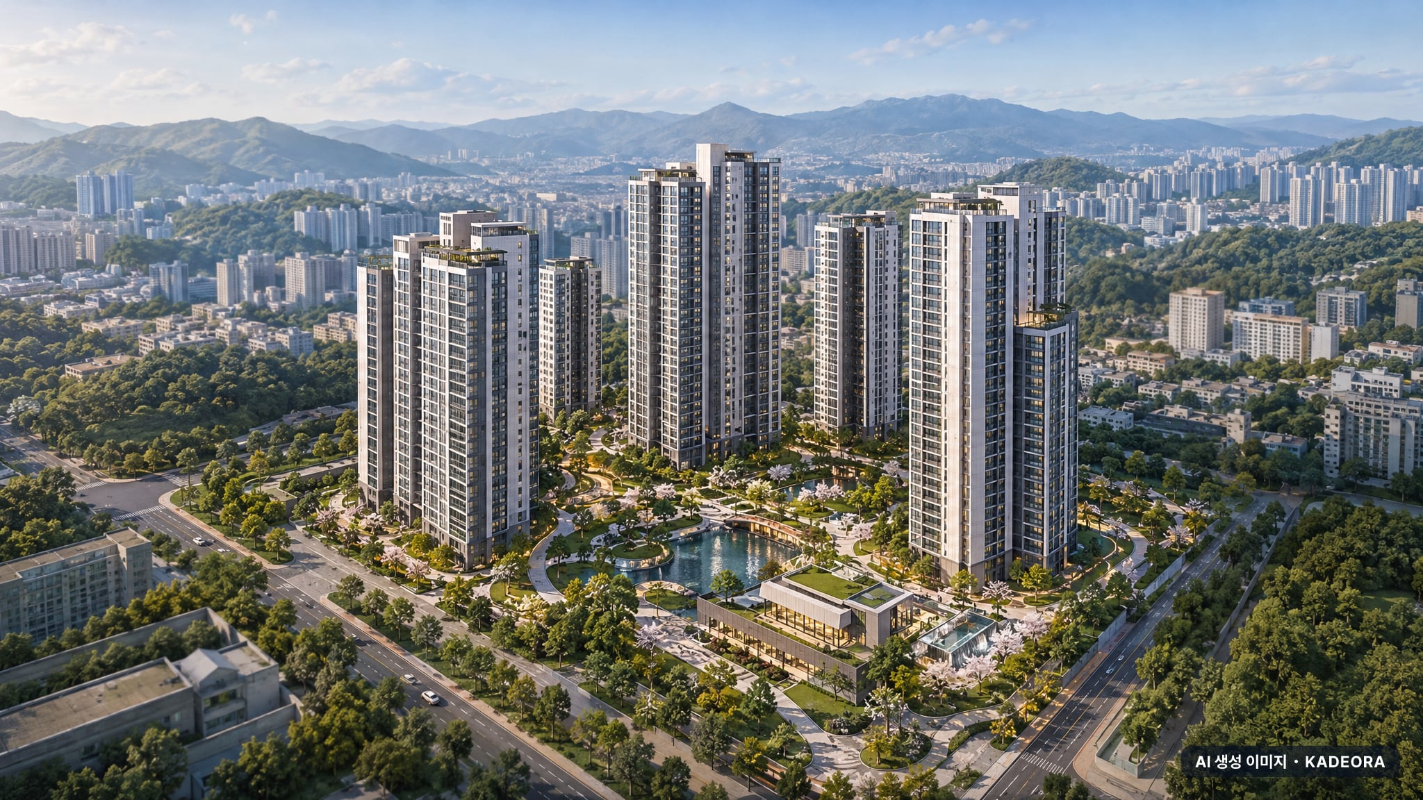 청주 신분평 에피트 더웨이시티 조감도 AI 상상도(주간 항공) — 충북 청주시 분양 예고 992세대