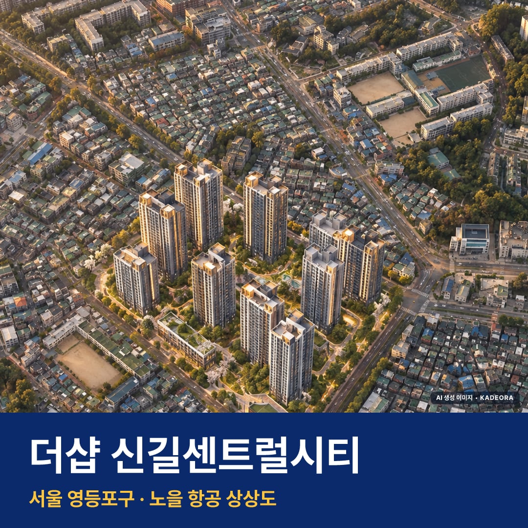 더샵 신길센트럴시티 단지 전경 AI 상상도 — 영등포구 신길동 2,054세대