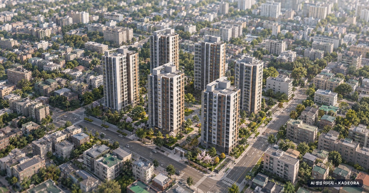 성남복정1지구 B1블록 복정역 에피트 6개동·최고 20층·총 315세대 기준 AI 상상도(주간 항공) — 실제와 다를 수 있음