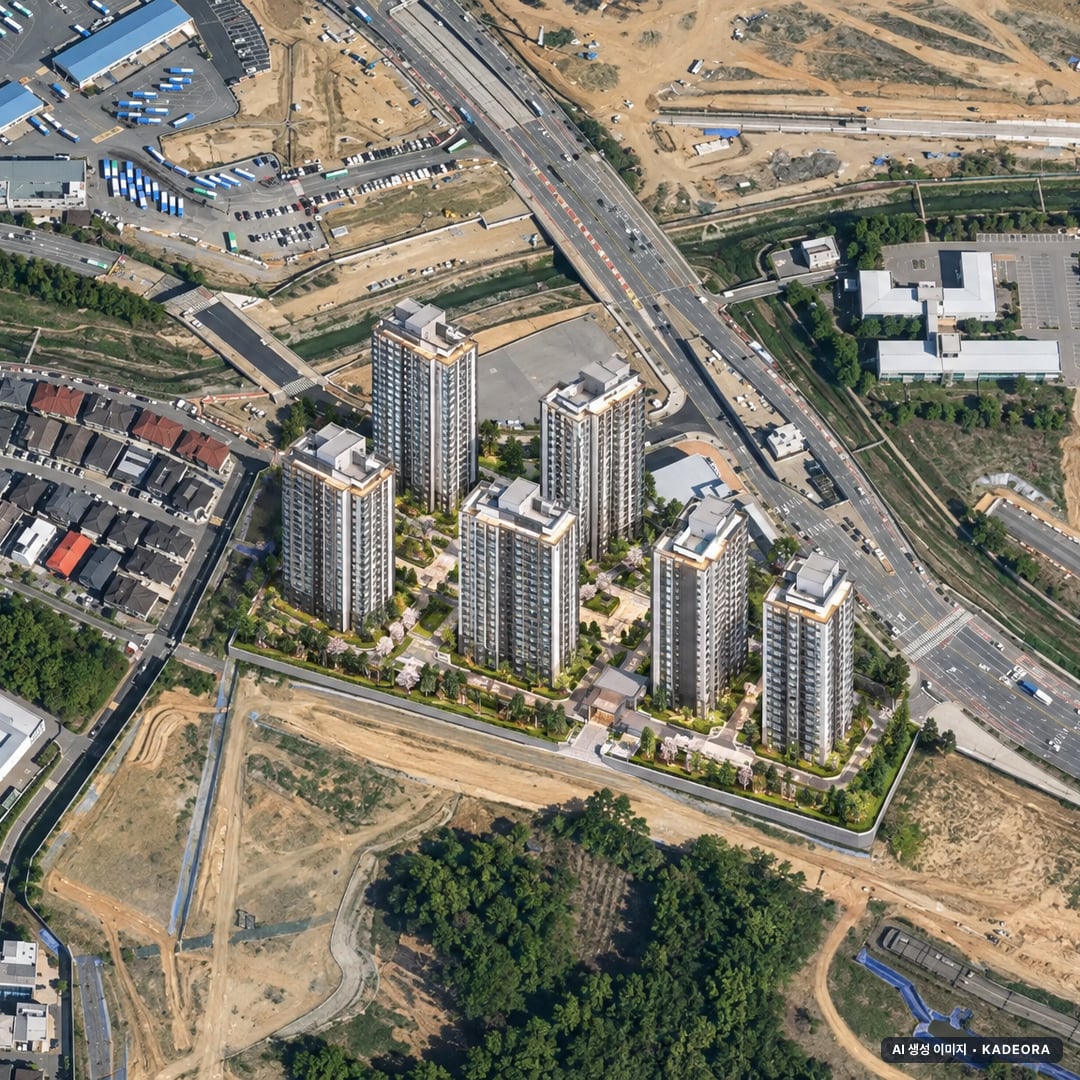 성남복정1지구 B1블록 복정역 에피트 단지 전경 AI 상상도(주간 항공) — 경기 성남시 착공 315세대