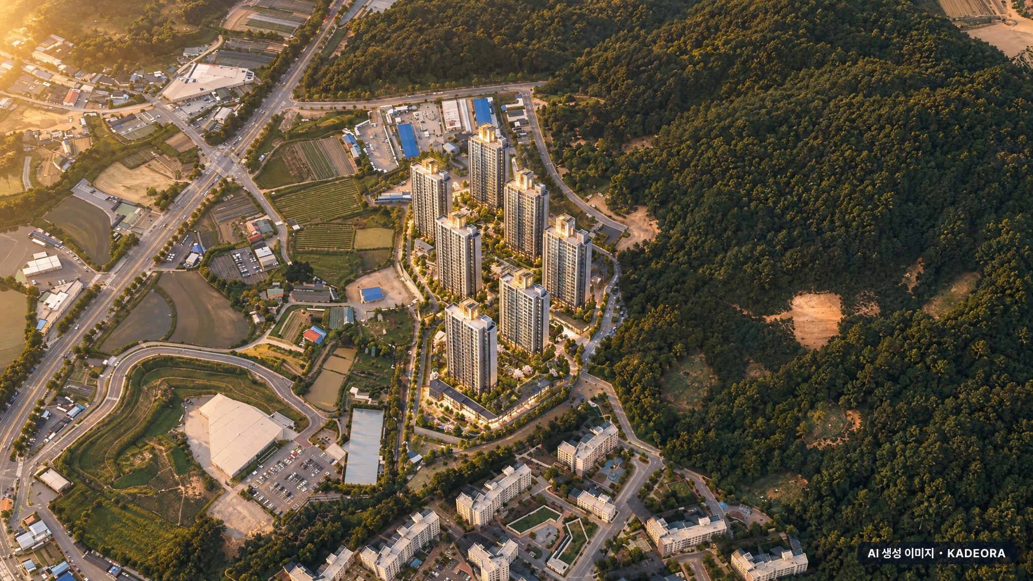 역북 서희스타힐스 프라임시티 8개동·총 912세대(이번 134세대 공급) 기준 AI 상상도(노을 항공) — 실제와 다를 수 있음