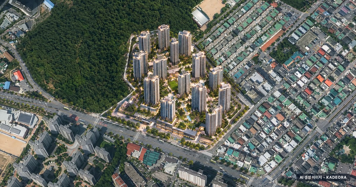 김해 드메인 데시앙(외동주공 재건축) 단지 전경 AI 상상도 — 김해시 외동 1,135세대