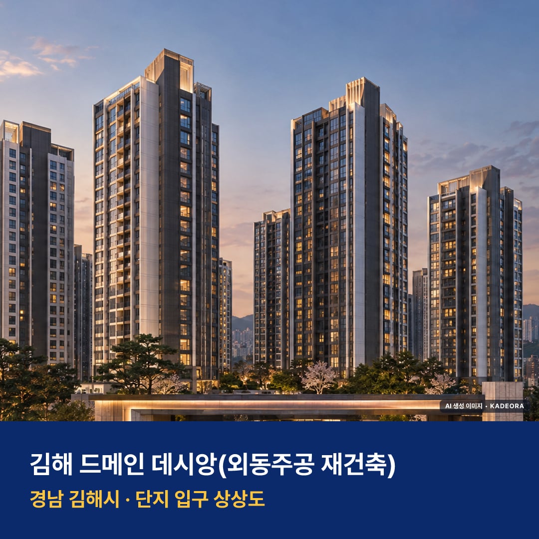 김해 드메인 데시앙(외동주공 재건축) 단지 전경 AI 상상도 — 김해시 외동 1,135세대