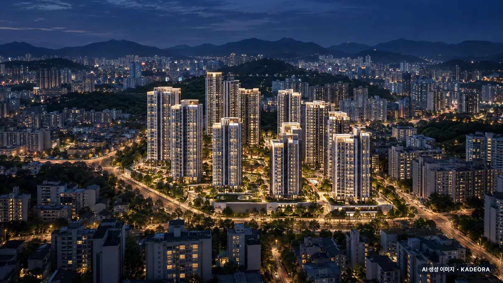 김해 드메인 데시앙(외동주공 재건축) 단지 전경 AI 상상도 — 김해시 외동 1,135세대