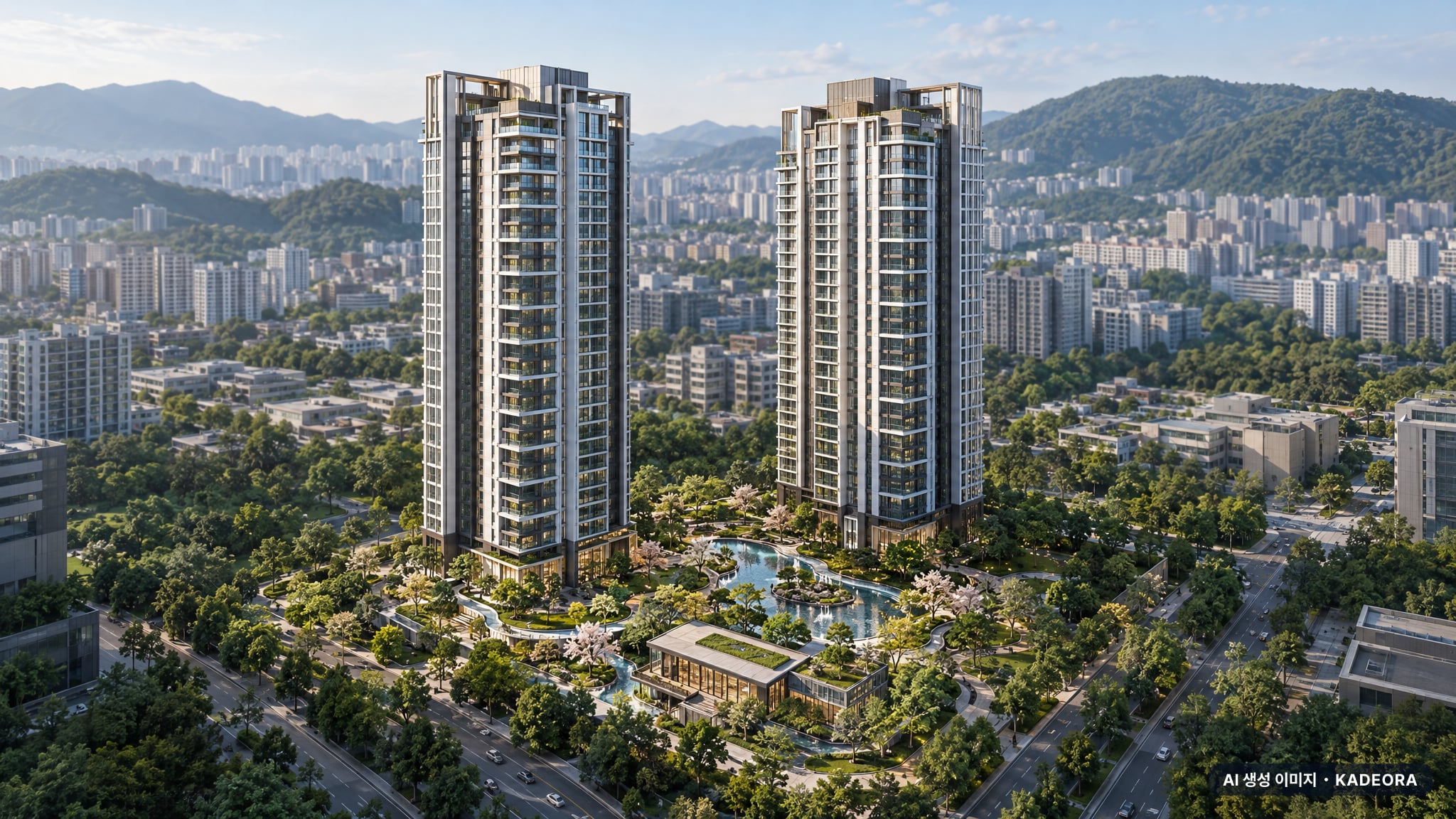 안양역 센트럴 아이파크 수자인 단지 전경 AI 상상도(주간 항공) — 경기 안양시 착공 407세대