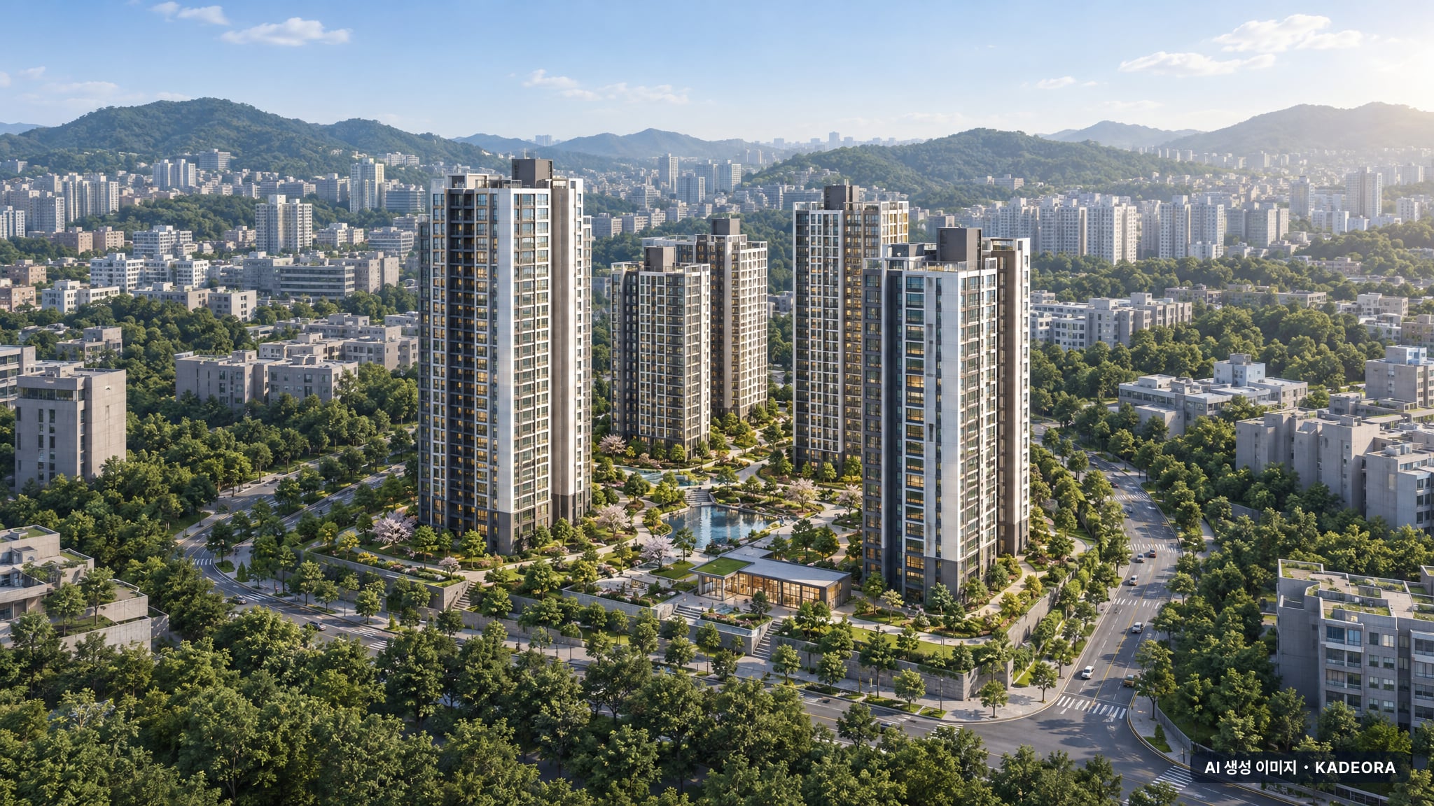 제일풍경채 첨단3지구(A6BL) 단지 전경 AI 상상도(주간 항공) — 광주 북구 착공 638세대