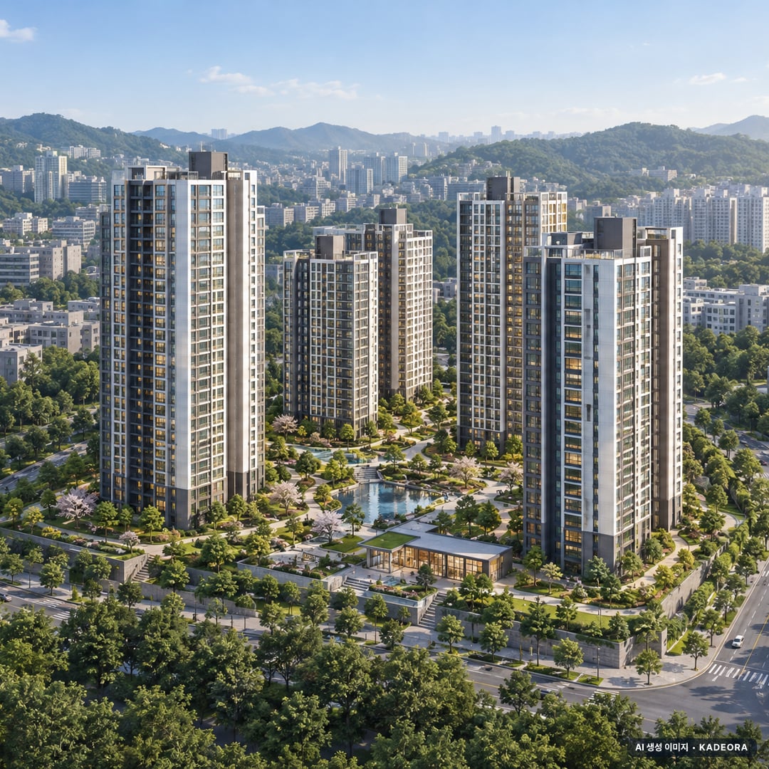 제일풍경채 첨단3지구(A6BL) 단지 전경 AI 상상도(주간 항공) — 광주 북구 착공 638세대