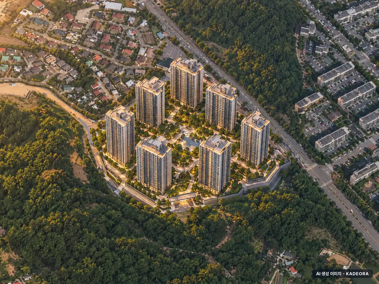 청주 가경 아이파크 6단지 8개동·최고 29층·총 946세대 기준 AI 상상도(노을 항공) — 실제와 다를 수 있음