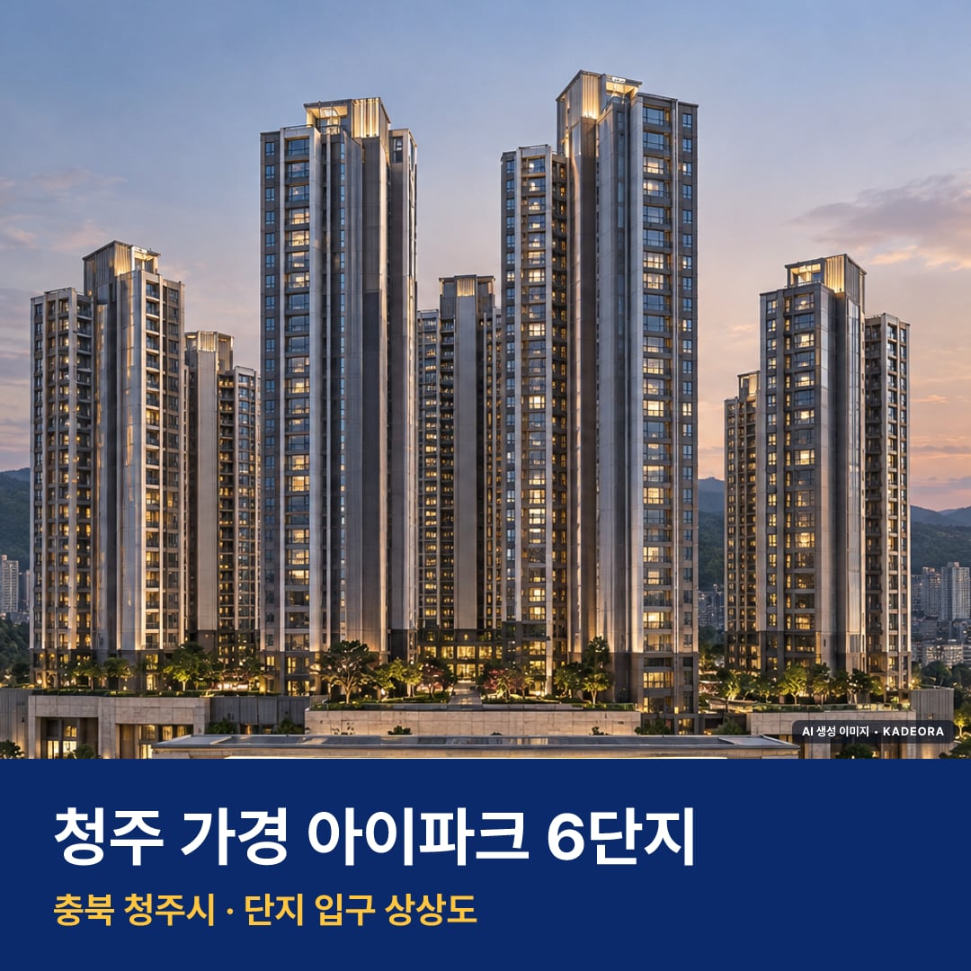 청주 가경 아이파크 6단지 재개발 청주 가경 아이파크 6단지 단지 전경 AI 상상도 — 청주시 가경동 946세대 — AI 생성 상상도 · 실제와 다를 수 있음