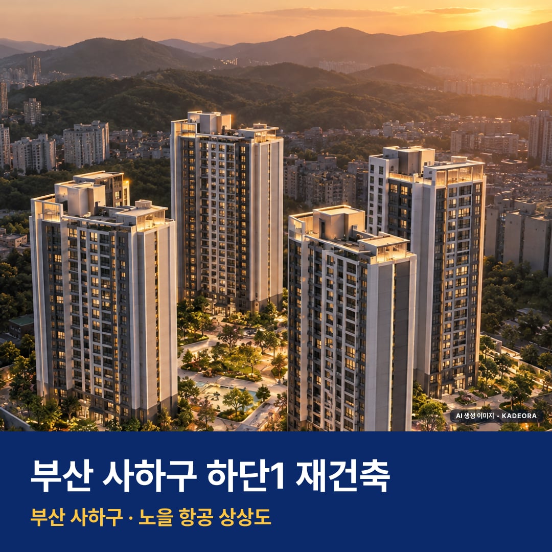 하단1 재건축 단지 전경 AI 상상도 — 사하구 하단동 408세대