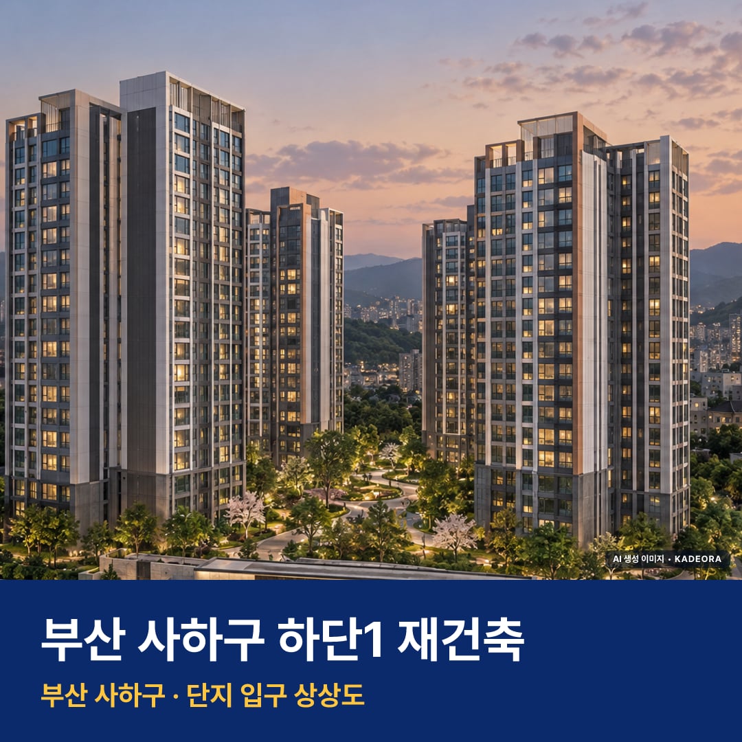 하단1 재건축 단지 전경 AI 상상도 — 사하구 하단동 408세대