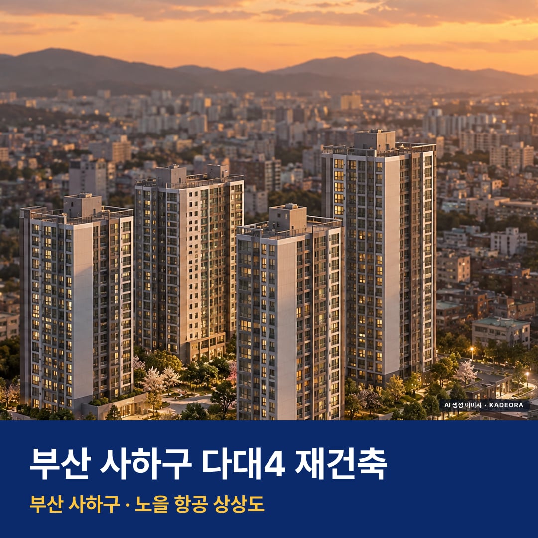 다대4 재건축 단지 전경 AI 상상도 — 사하구 다대동 390세대