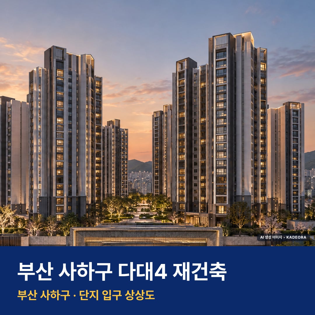 다대4 재건축 단지 전경 AI 상상도 — 사하구 다대동 390세대