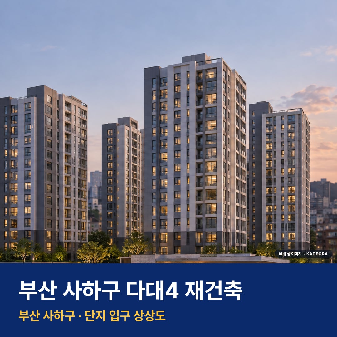 다대4 재건축 단지 전경 AI 상상도 — 사하구 다대동 390세대