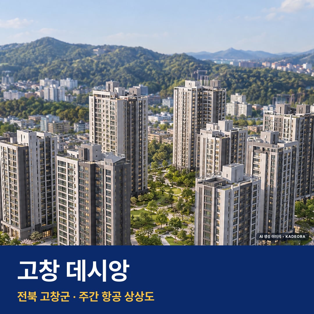 상상도 · AI 생성 이미지로 실제와 다를 수 있음 고창 데시앙 단지 전경 AI 상상도 — 고창군 888세대