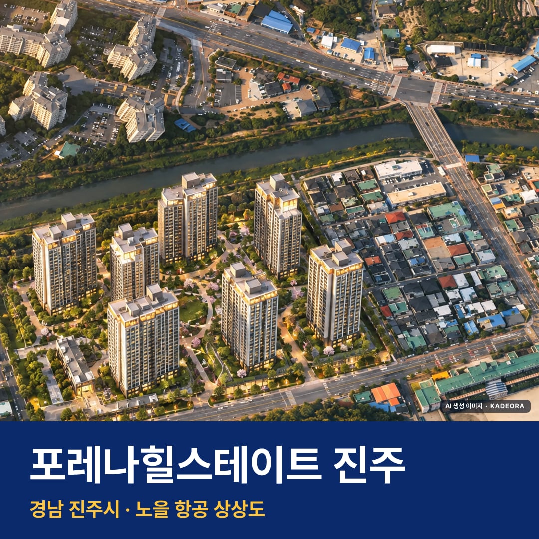 포레나힐스테이트 진주 단지 전경 AI 상상도 — 진주시 이현동 1,032세대