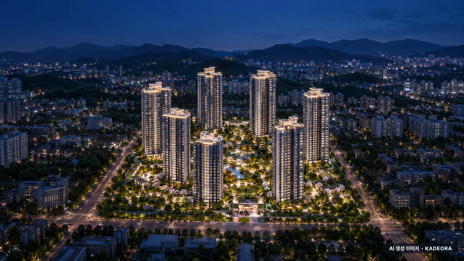 포레나힐스테이트 진주 단지 전경 AI 상상도 — 진주시 이현동 1,032세대