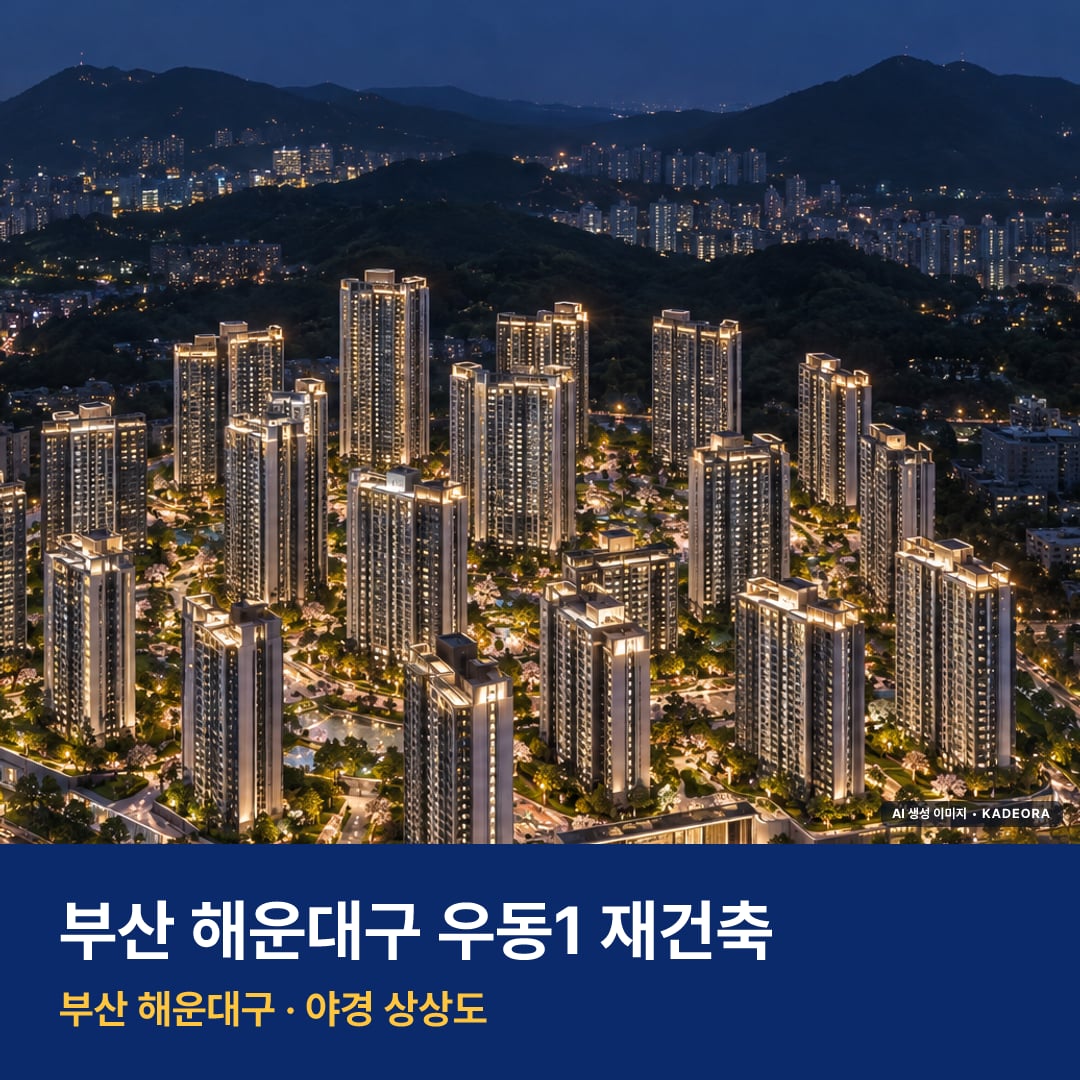 우동1 재건축 단지 전경 AI 상상도 — 해운대구 우동 1,476세대