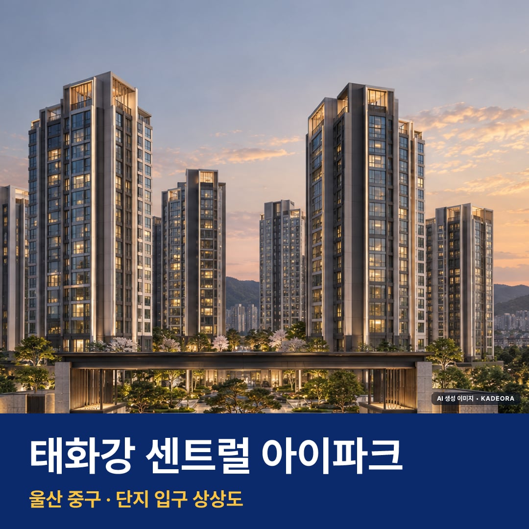 태화강 센트럴 아이파크 재개발 태화강 센트럴 아이파크 단지 전경 AI 상상도 — 중구 반구동 704세대 — AI 생성 상상도 · 실제와 다를 수 있음