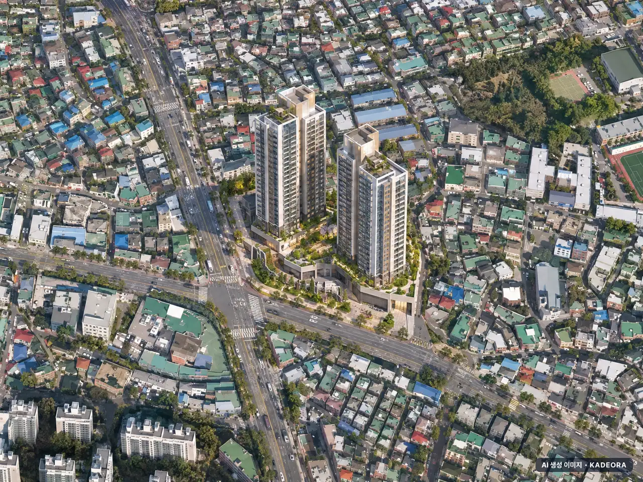 더 리치먼드 미아 이번 99세대 공급 기준 AI 상상도(주간 항공) — 실제와 다를 수 있음