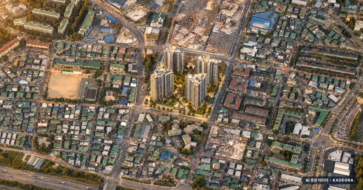 시흥 롯데캐슬 시그니처 2블록 6개동·최고 49층·총 903세대 기준 AI 상상도(노을 항공) — 실제와 다를 수 있음