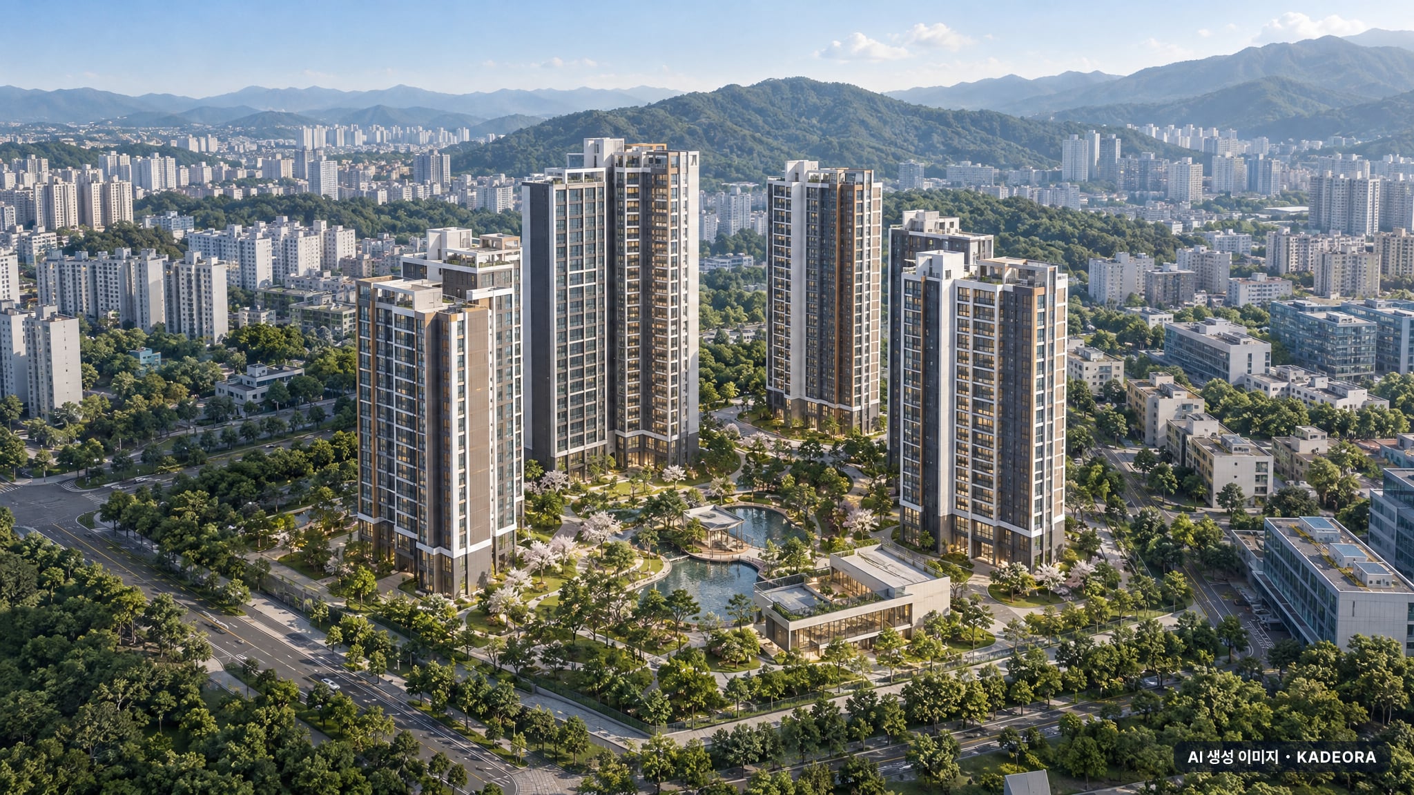 호반써밋 풍무Ⅲ 단지 전경 AI 상상도(주간 항공) — 경기 김포시 착공 660세대