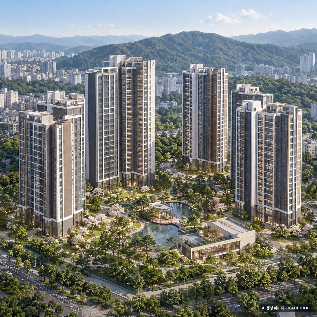 호반써밋 풍무Ⅲ 단지 전경 AI 상상도(주간 항공) — 경기 김포시 착공 660세대